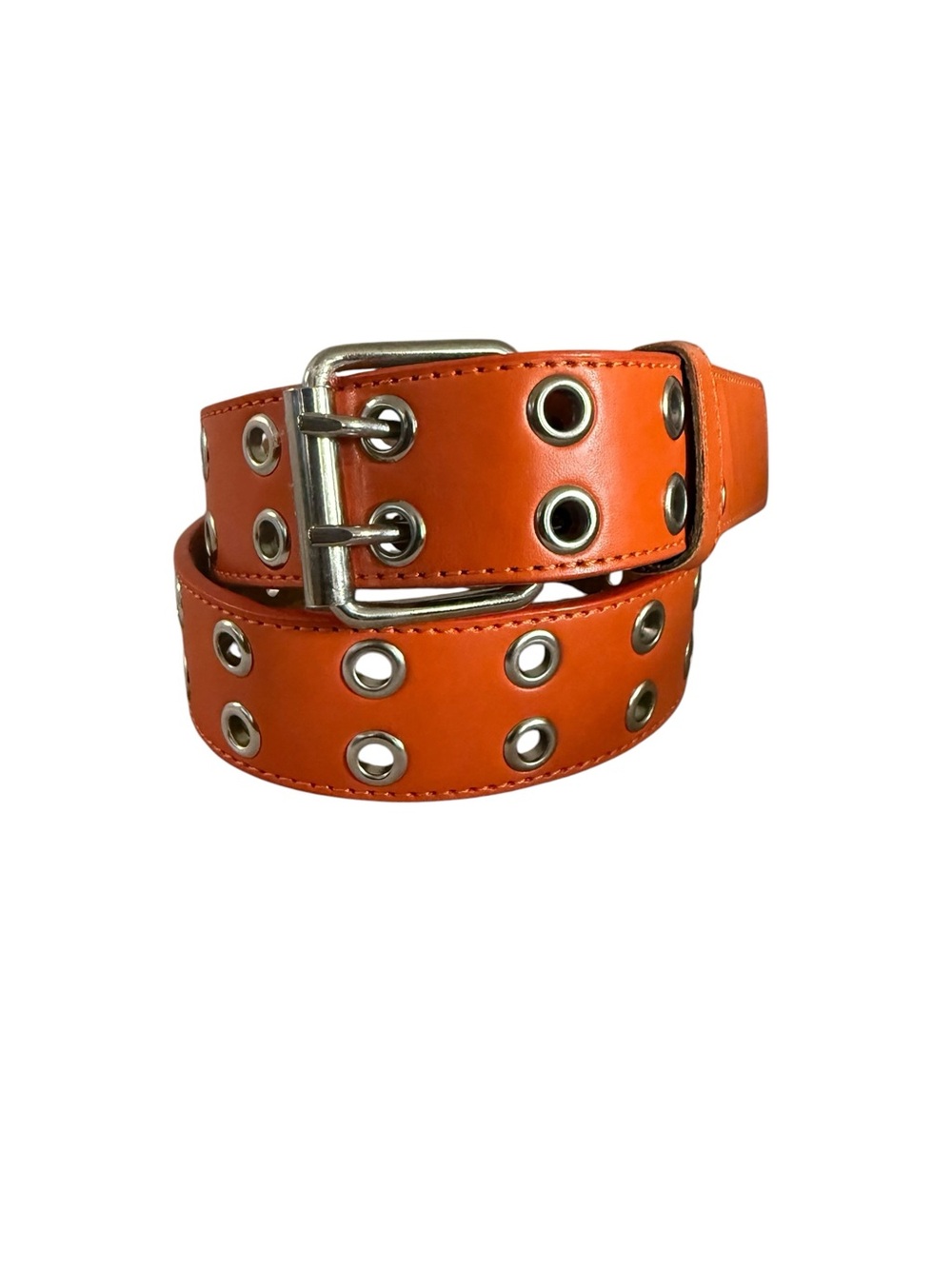 Vintage Orange & Silver Double Grommet Belt Punk Rock Y2K Skater